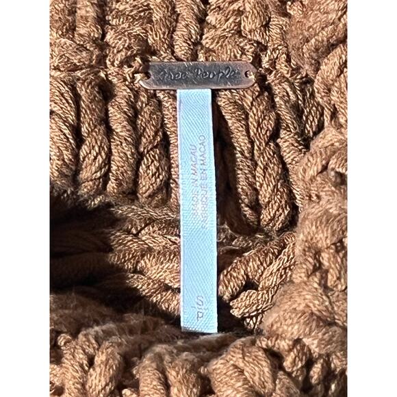 FREE PEOPLE MY ONLY SUNSHINE COWL-NECK SWEATER CARAMALIZED BROWN SMALL NEW - Picture 4 of 13